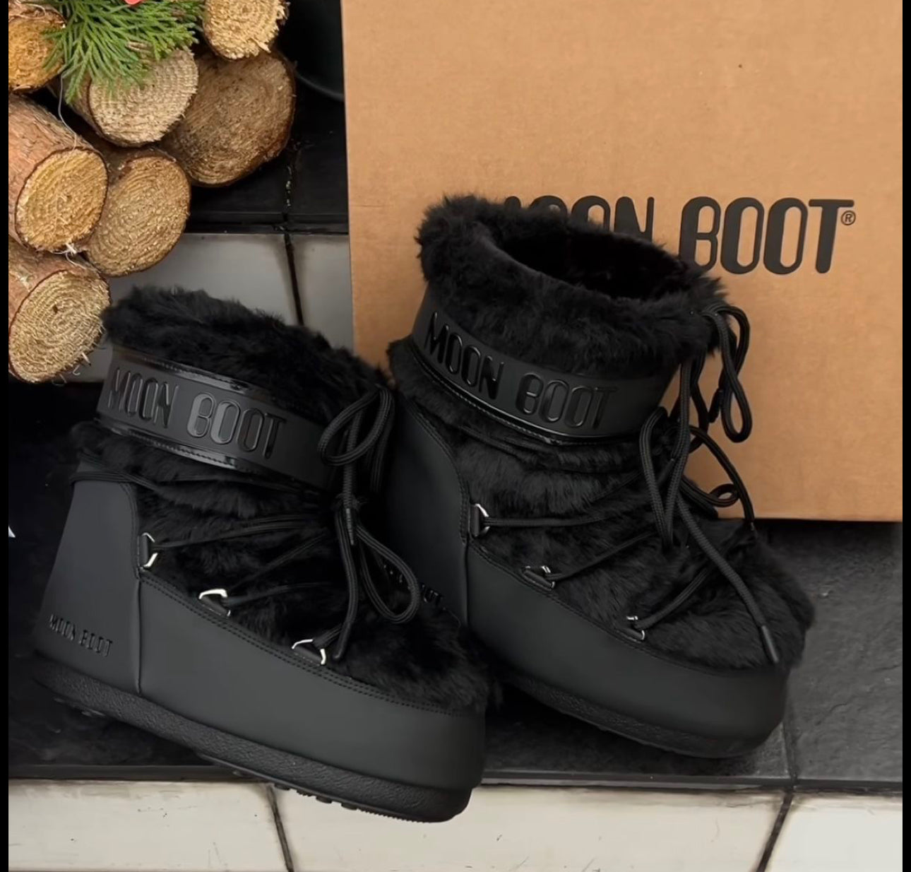 Moon Boots Fourrées Noires – Édition Luxe
