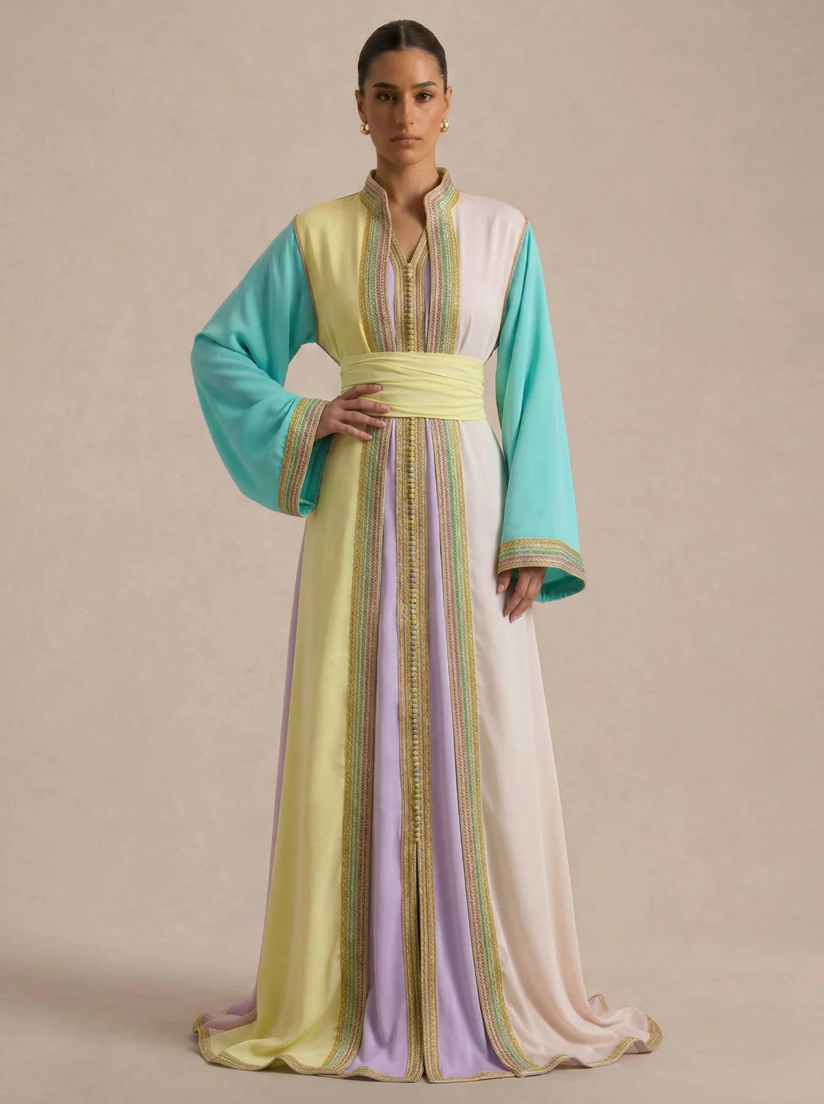 Caftan Sorbet Pastel – L'Éclat des Couleurs & Modernité