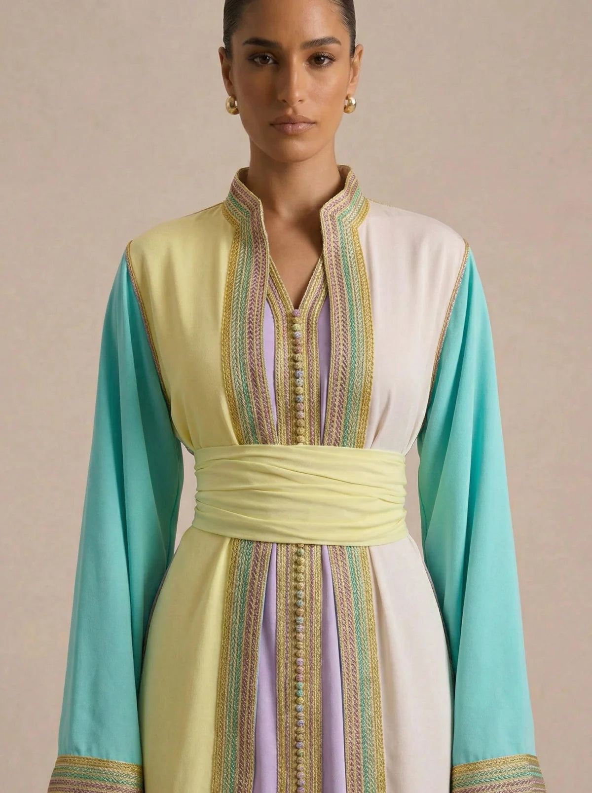 Caftan Sorbet Pastel – L'Éclat des Couleurs & Modernité