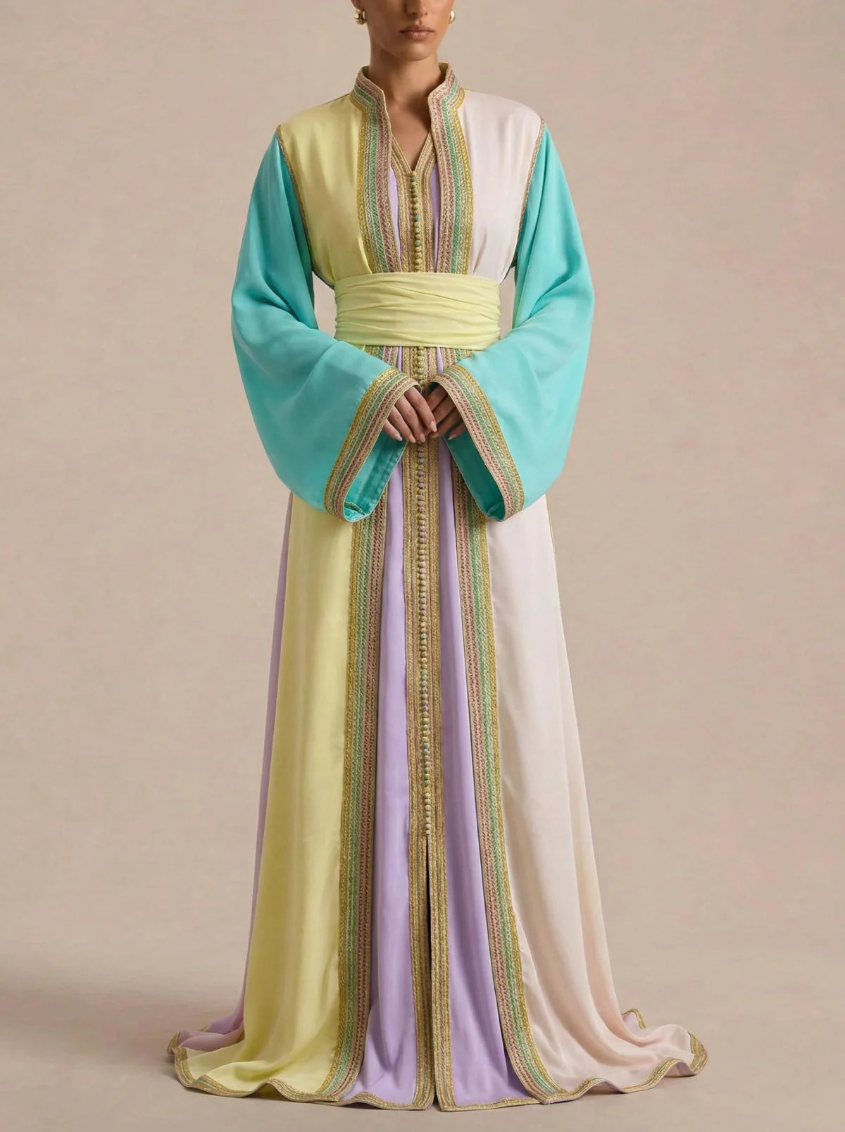 Caftan Sorbet Pastel – L'Éclat des Couleurs & Modernité