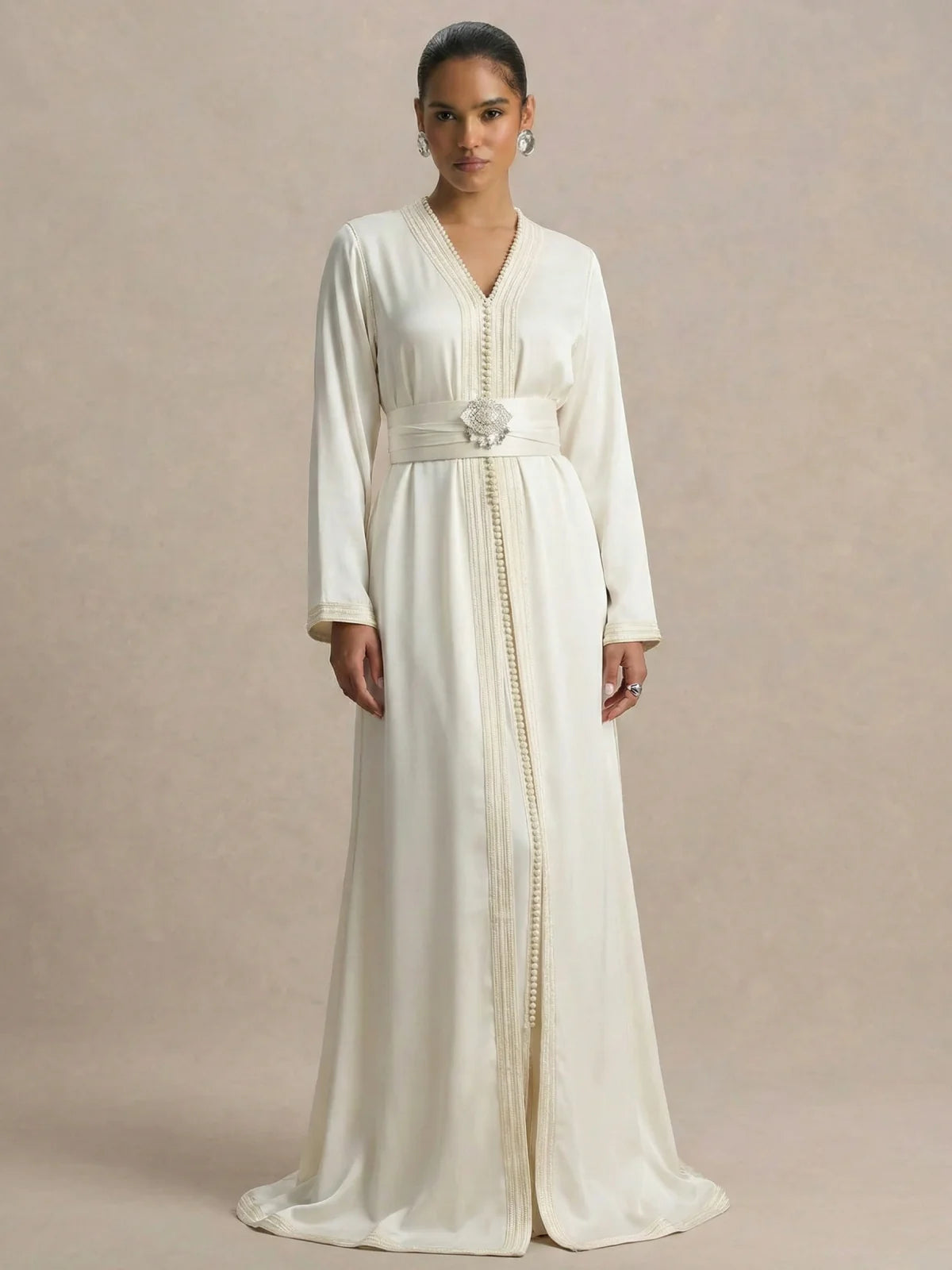 Caftan blanc écru – Élégance intemporelle