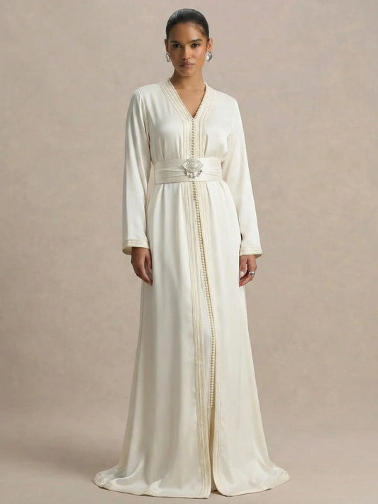 Caftan blanc écru – Élégance intemporelle