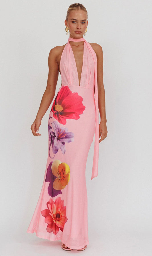Robe fleuris rose