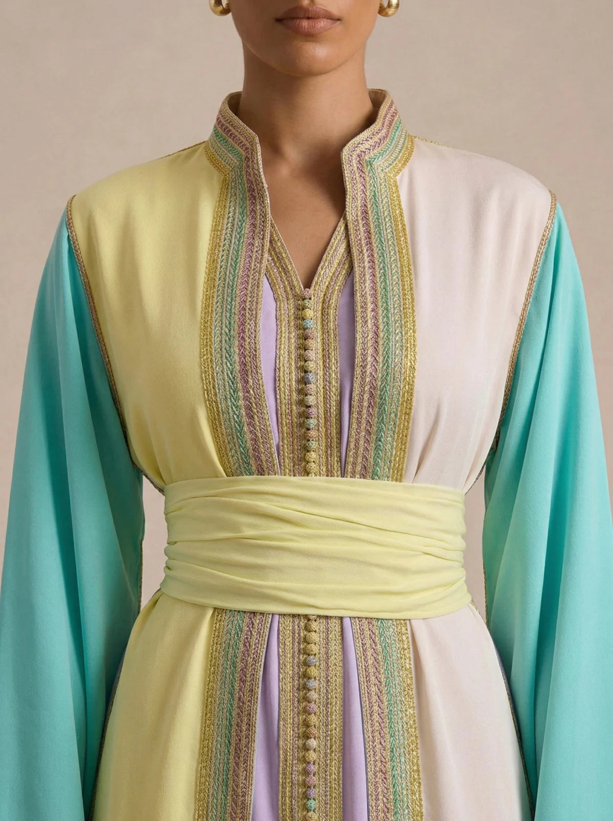 Caftan Sorbet Pastel – L'Éclat des Couleurs & Modernité